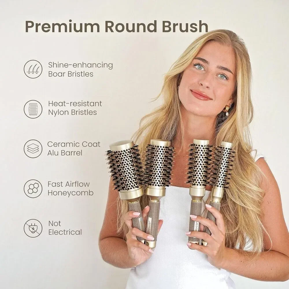 AIMIKE Round Hair Brush Nano Thermal Ceramic & NaIo Tech 2.1 Inch NEW in Box